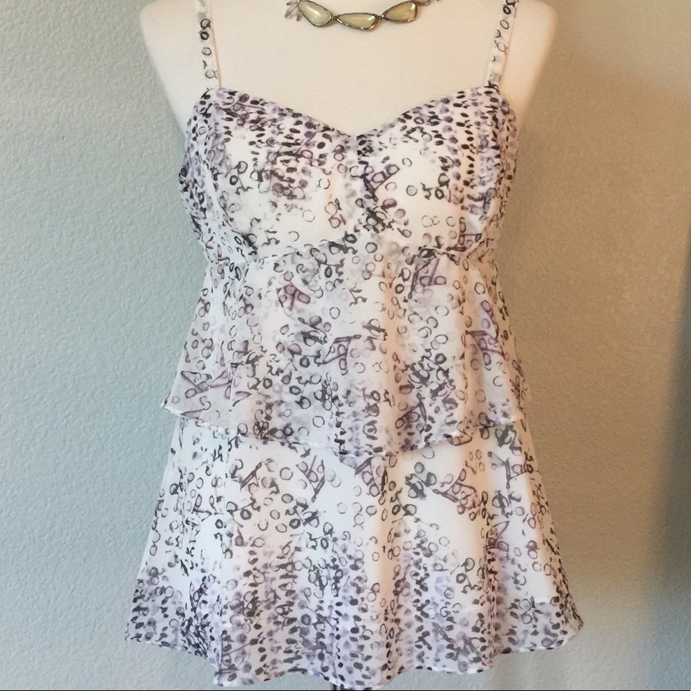 SALE CAbi NWOT Tier Ruffle Cami Top Lavender White